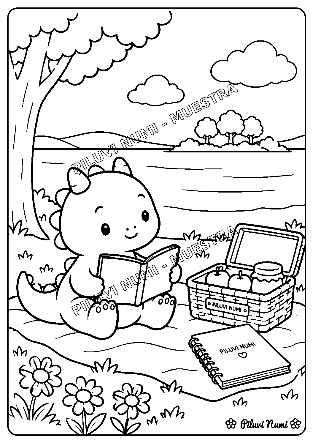Lectura junto al lago · muestra protegida PILUVI NUMI